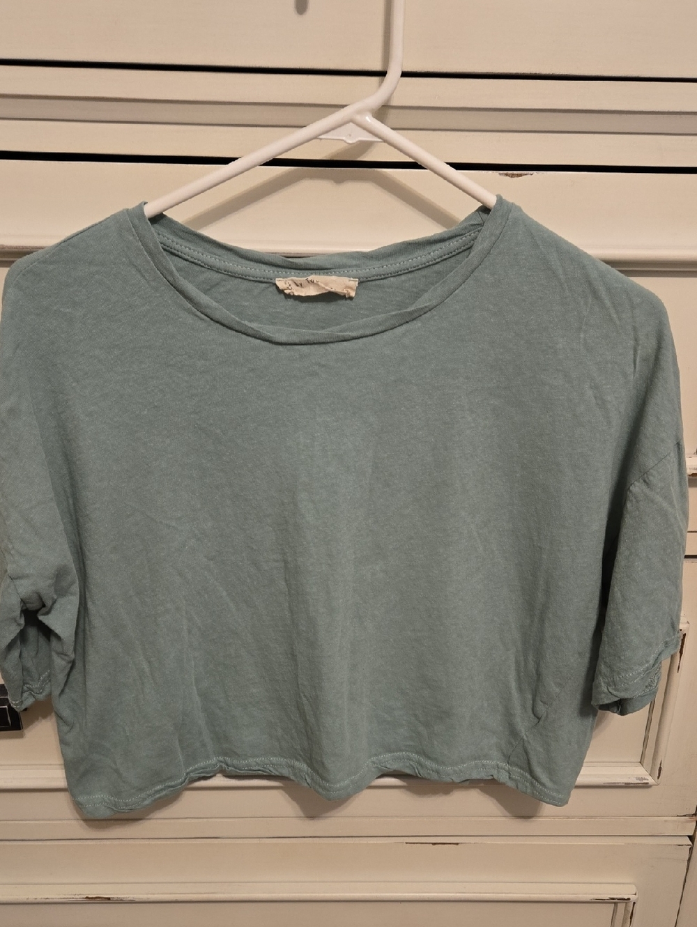 By Together Washed Light Teal Crop Tee